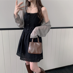 カーディガン シースルークロップボレロカーディガン(6color) GREY