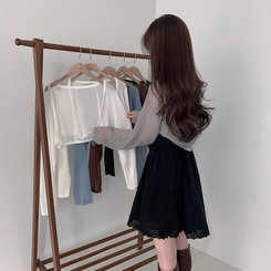 カーディガン シースルークロップボレロカーディガン(6color) GREY