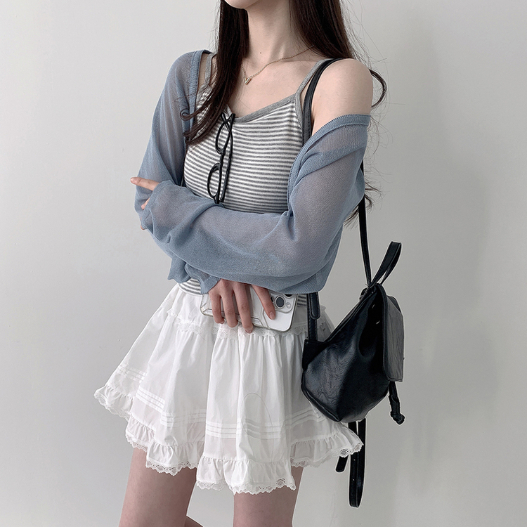 シースルークロップボレロカーディガン(6color) BLUE