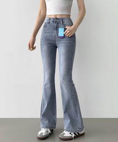 【丈別】スリムセミブーツカットパンツ(8color) LIGHT BLUE