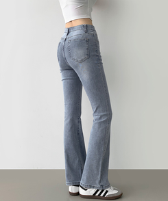 【丈別】スリムセミブーツカットパンツ(8color) LIGHT BLUE