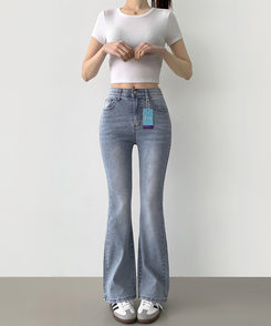 【丈別】スリムセミブーツカットパンツ(8color) LIGHT BLUE