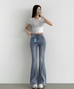 【丈別】スリムセミブーツカットパンツ(8color) LIGHT BLUE