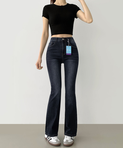 【丈別】スリムセミブーツカットパンツ(8color) DARK DENIM