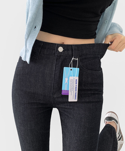 【丈別】スリムセミブーツカットパンツ(8color) BLACK