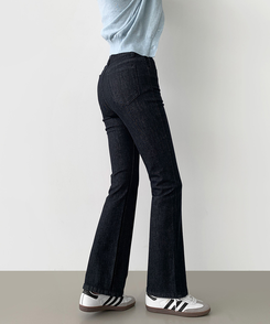 【丈別】スリムセミブーツカットパンツ(8color) BLACK