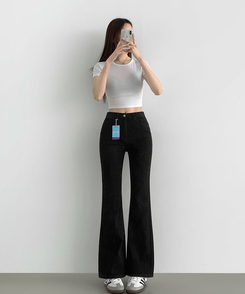 【丈別】スリムセミブーツカットパンツ(8color) DENIM BLUE