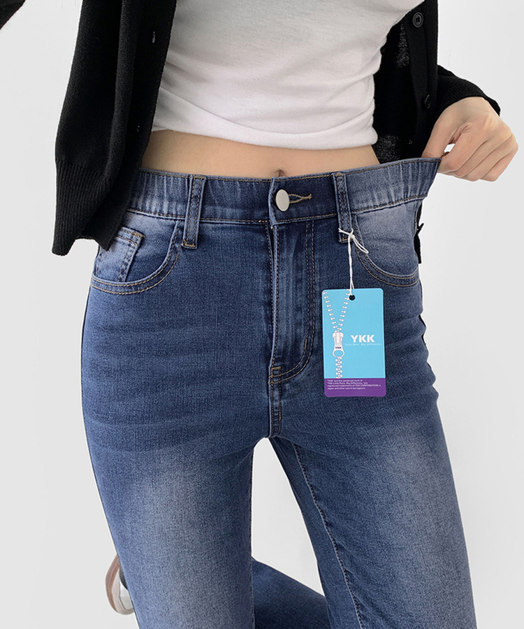 2XL폭넓은 컬러 생지 면 데님 슬림 세미 부츠컷 팬츠 중청