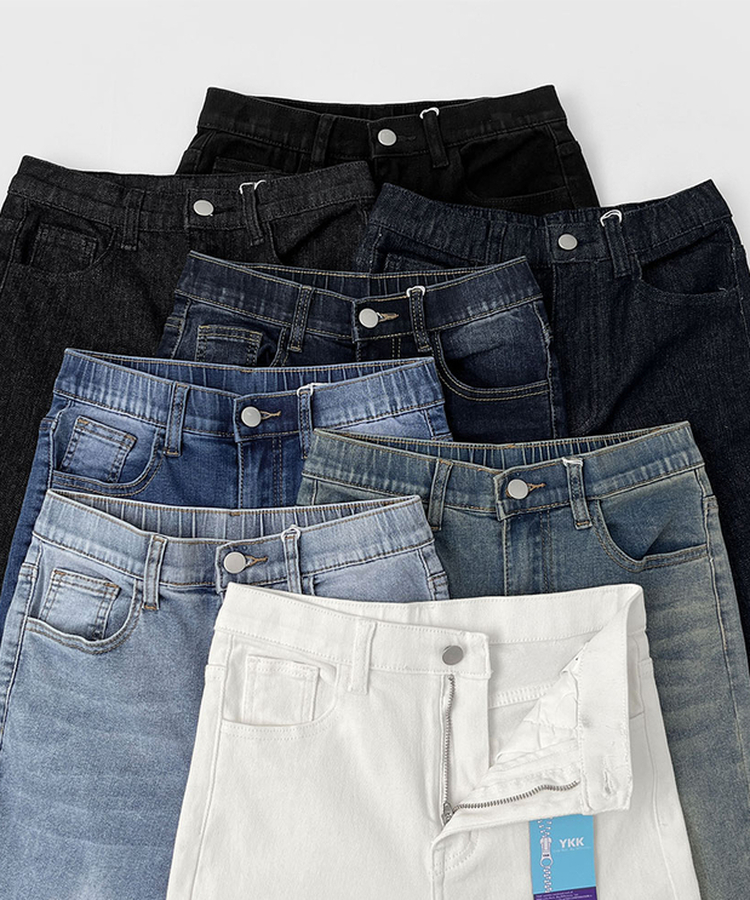 2XL폭넓은 컬러 생지 면 데님 슬림 세미 부츠컷 팬츠