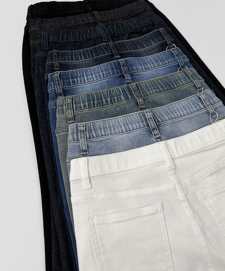 2XL폭넓은 컬러 생지 면 데님 슬림 세미 부츠컷 팬츠