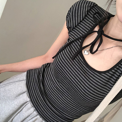 半袖Tシャツ ストライプパフ半袖Tシャツ BLACK