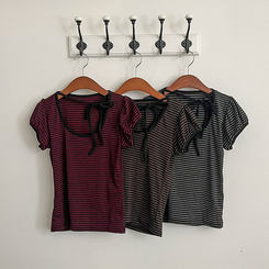 半袖Tシャツ ストライプパフ半袖Tシャツ