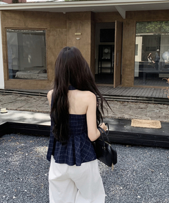 【マフラー付き】フリルチューブトップ NAVY