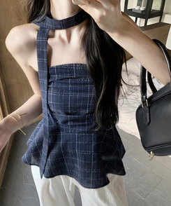 【マフラー付き】フリルチューブトップ NAVY