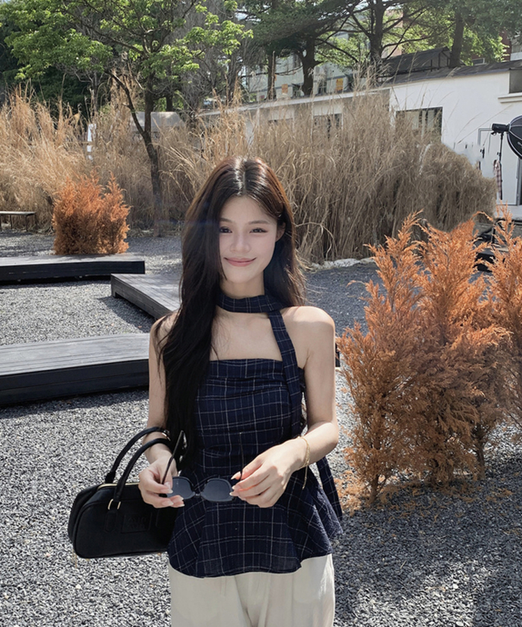 【マフラー付き】フリルチューブトップ NAVY