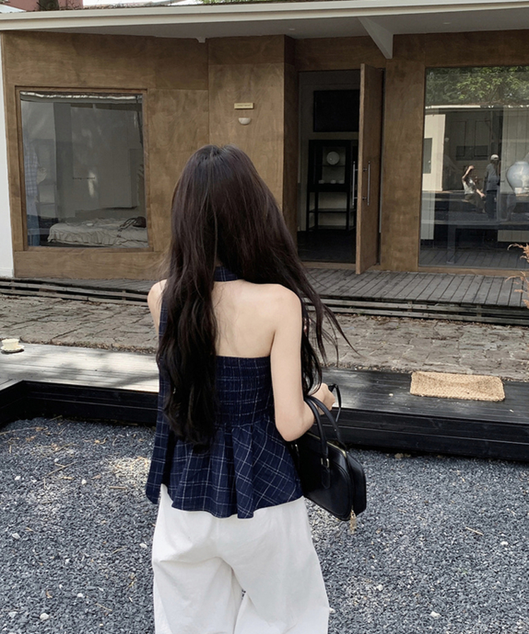 【マフラー付き】フリルチューブトップ NAVY