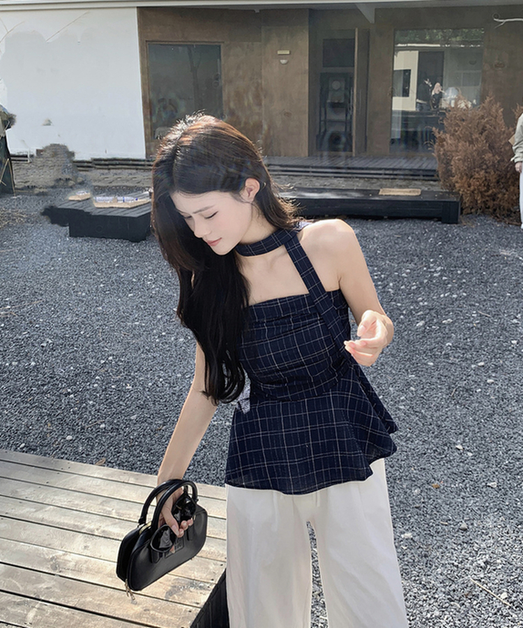 【マフラー付き】フリルチューブトップ NAVY