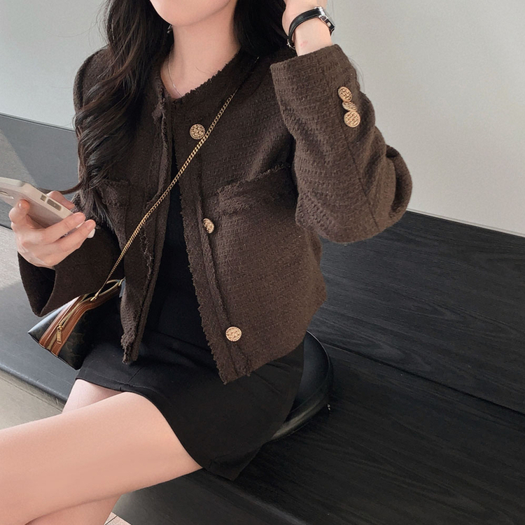 엔티크 프린지 트위드 크롭 스탠다드핏 하객 자켓