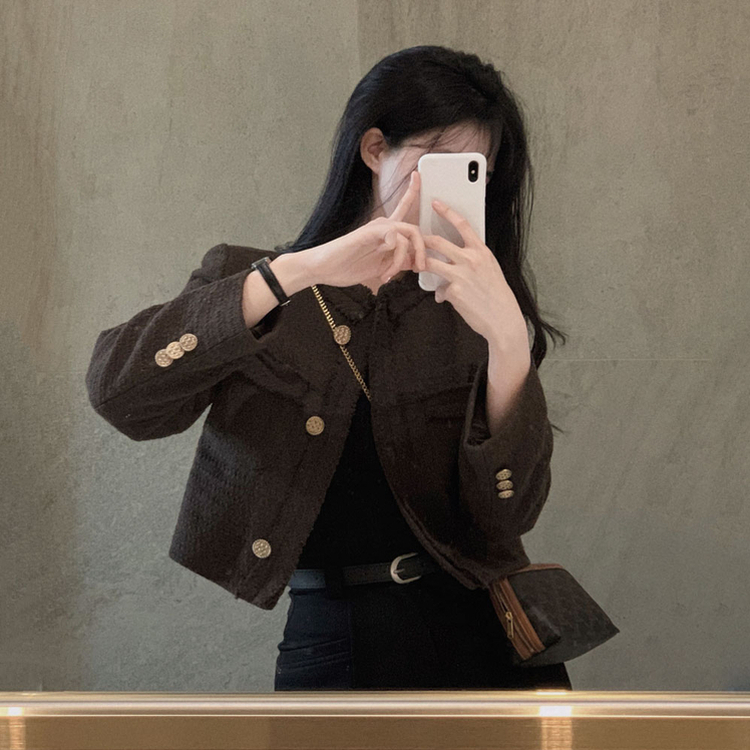 엔티크 프린지 트위드 크롭 스탠다드핏 하객 자켓