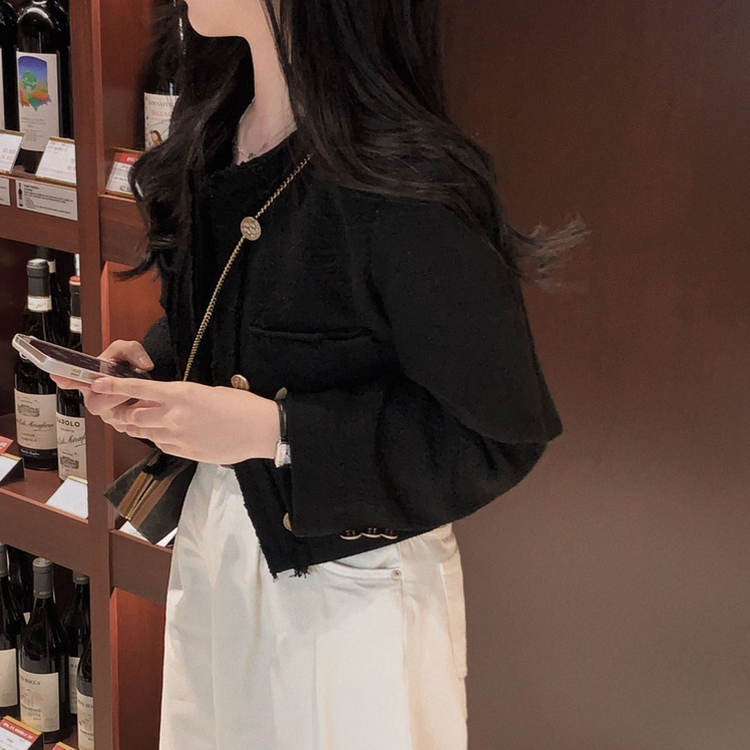 엔티크 프린지 트위드 크롭 스탠다드핏 하객 자켓