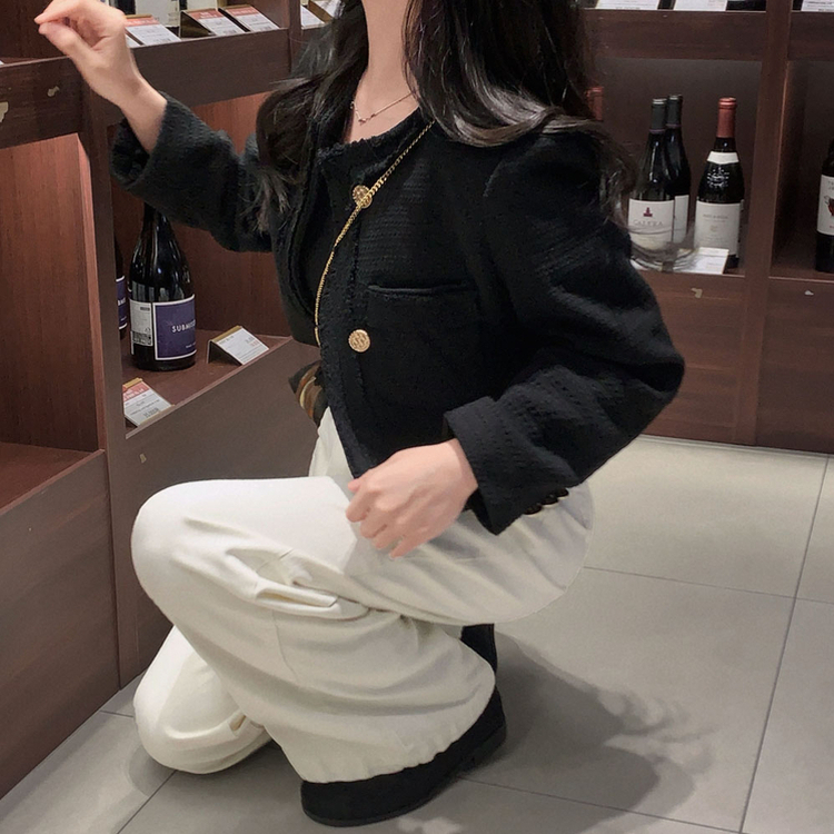 엔티크 프린지 트위드 크롭 스탠다드핏 하객 자켓