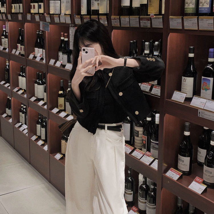 엔티크 프린지 트위드 크롭 스탠다드핏 하객 자켓