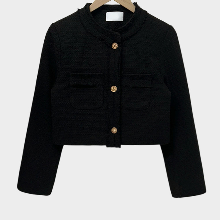 엔티크 프린지 트위드 크롭 스탠다드핏 하객 자켓