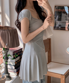 paloma wool グレー オフショルダー ミニワンピース ファーオフショルダーニットミニワンピース[an1346