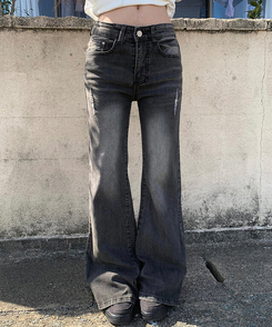 デニム ウォッシングブーツカットパンツ BLACK DENIM