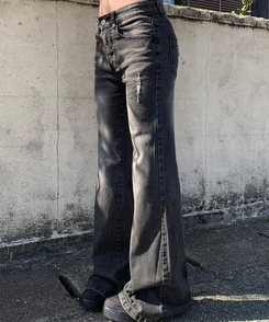 デニム ウォッシングブーツカットパンツ BLACK DENIM