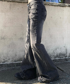 デニム ウォッシングブーツカットパンツ BLACK DENIM