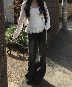 デニム ウォッシングブーツカットパンツ BLACK DENIM