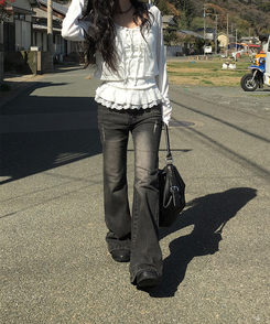 デニム ウォッシングブーツカットパンツ BLACK DENIM
