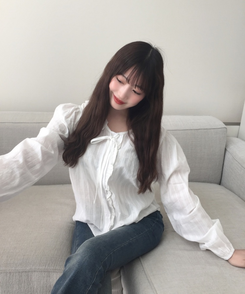 フリルリボンシャツブラウス IVORY