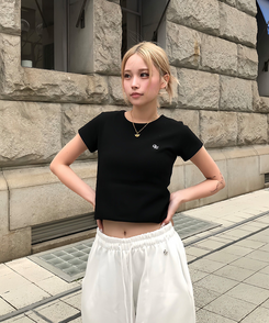 半袖Tシャツ 【単独/MADE】形崩れNO!プレミアムブローチ半袖Tシャツ BLACK