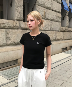 半袖Tシャツ 【単独/MADE】形崩れNO!プレミアムブローチ半袖Tシャツ BLACK