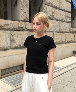 半袖Tシャツ 【単独/MADE】形崩れNO!プレミアムブローチ半袖Tシャツ BLACK