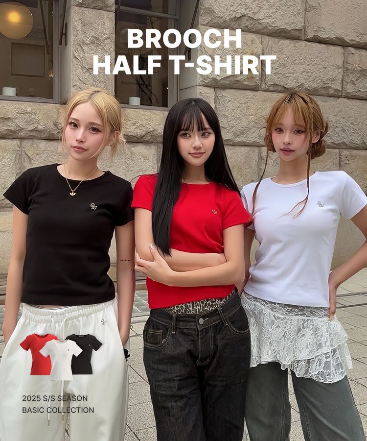 半袖Tシャツ 【単独/MADE】形崩れNO!プレミアムブローチ半袖Tシャツ BLACK