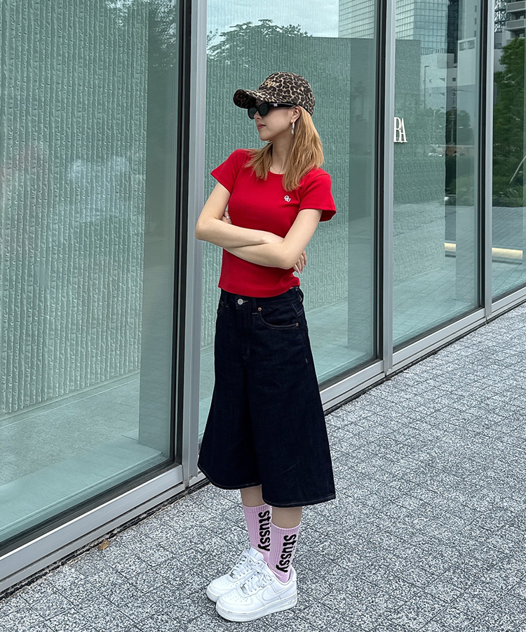 【単独/MADE】形崩れNO！プレミアムブローチ半袖Tシャツ RED