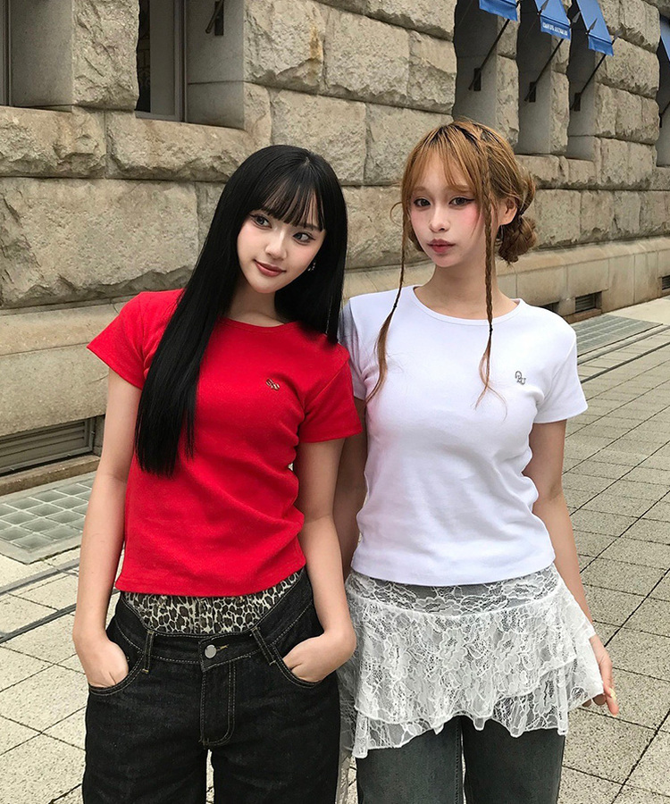 【単独/MADE】形崩れNO！プレミアムブローチ半袖Tシャツ RED