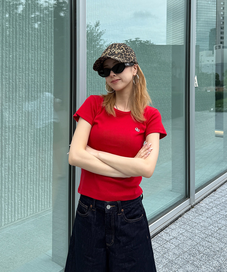 半袖Tシャツ 【単独/MADE】形崩れNO!プレミアムブローチ半袖Tシャツ RED