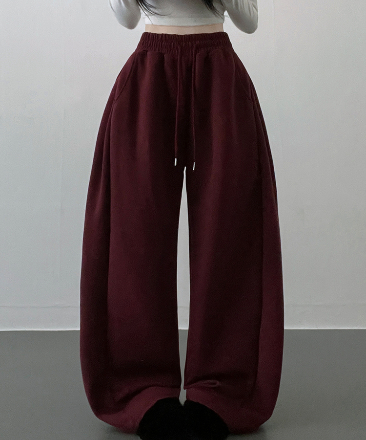 4계절팬츠옆핀턱와이드핏사이드스냅트레이닝롱팬츠 버건디