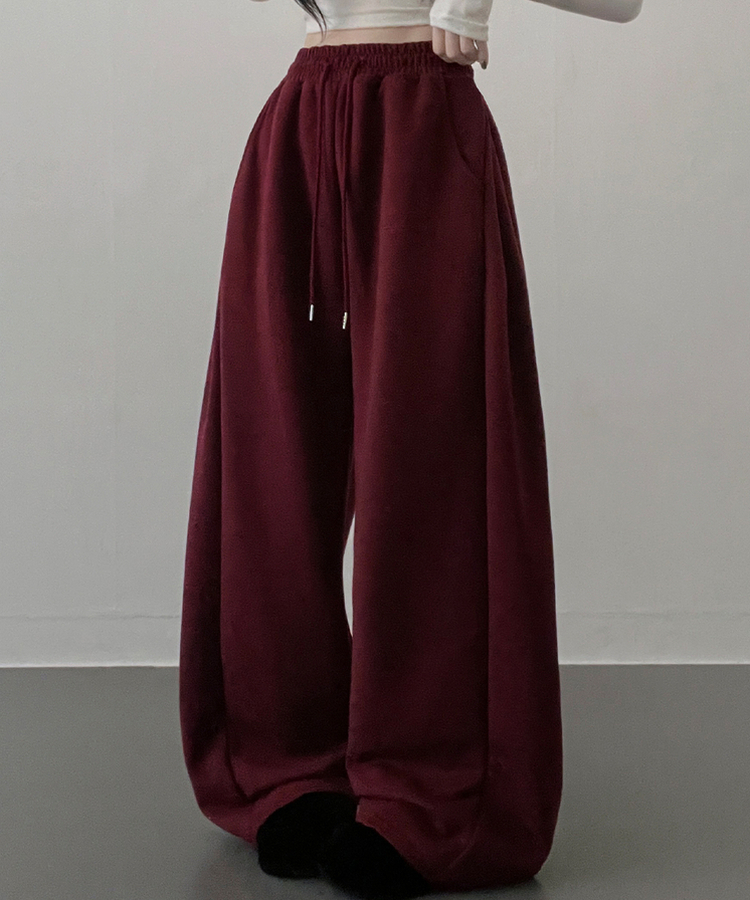 4계절팬츠옆핀턱와이드핏사이드스냅트레이닝롱팬츠 버건디