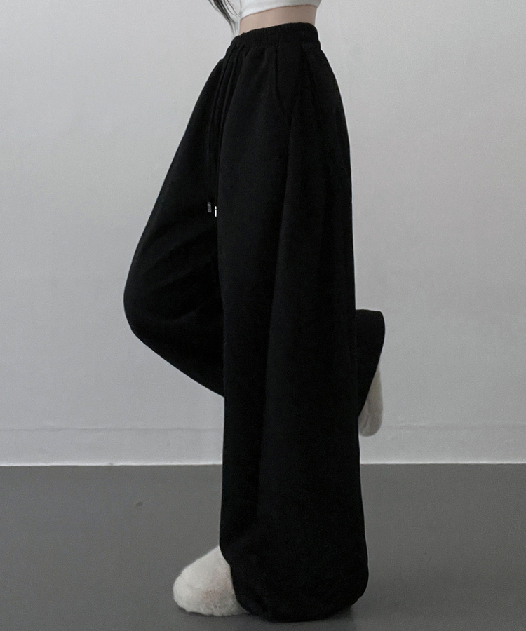 4계절팬츠옆핀턱와이드핏사이드스냅트레이닝롱팬츠 블랙