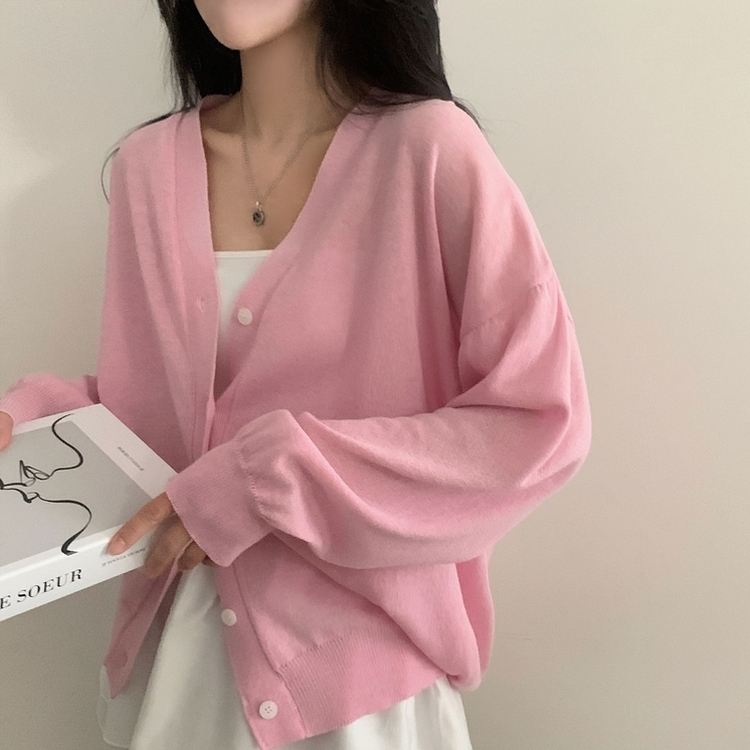 소아 뱀부니트 기본 루즈핏 긴팔 가디건 5color 핑크