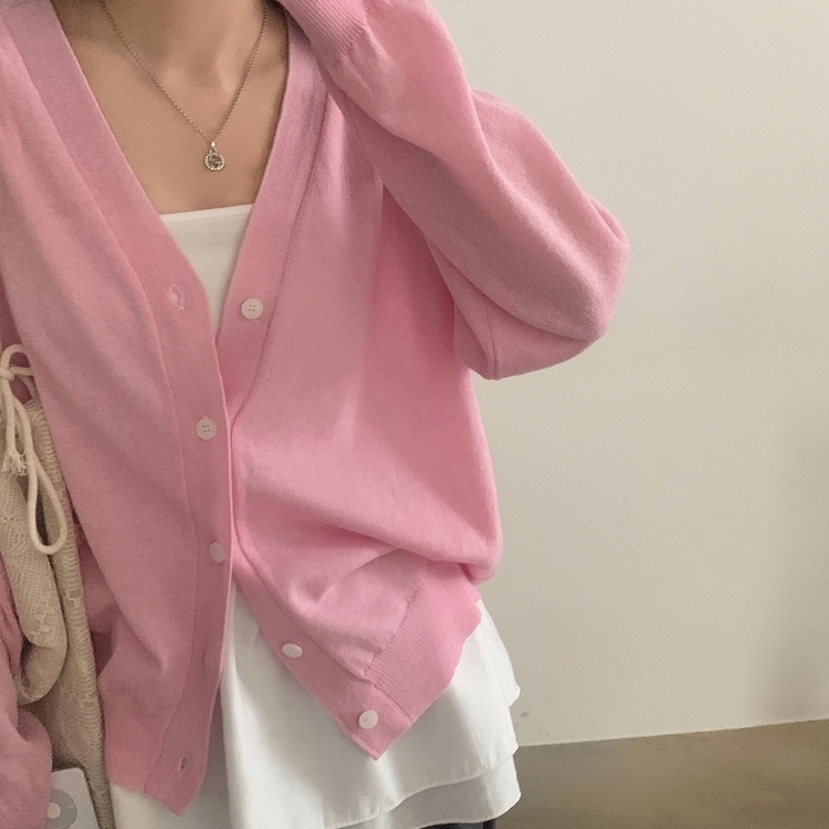 소아 뱀부니트 기본 루즈핏 긴팔 가디건 5color 핑크