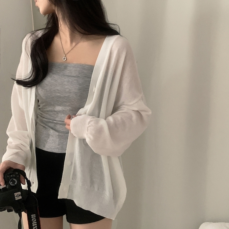 소아 뱀부니트 기본 루즈핏 긴팔 가디건 5color 아이보리