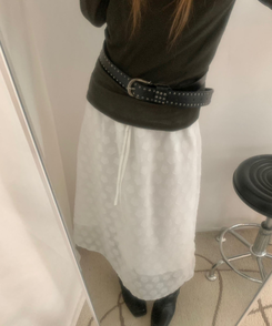 시스루 플라워 로즈 롱 스커트 아이보리