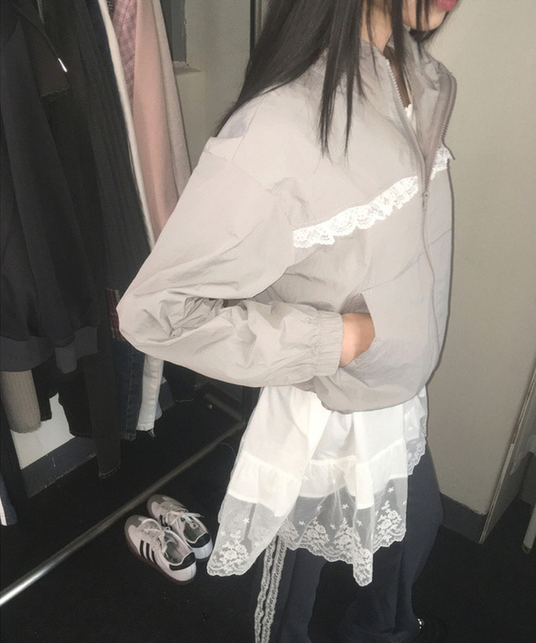 LOTSYOU ♥ Fiona Windbreaker /追跡付 SJP16879 レースフードウィンドブレーカー ジャンパー - wonder