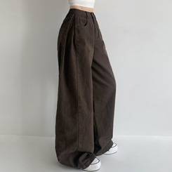 【丈別】サイドピンタックワイドジョガーパンツ BROWN